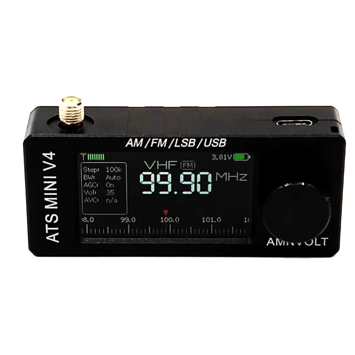 AMNVOLT V3S Upgraded Version V4 ATS Mini SI4732 Radio All Band Receiver CNC Metal DSP AM FM SSB LSB USB Hi-Z Circuit