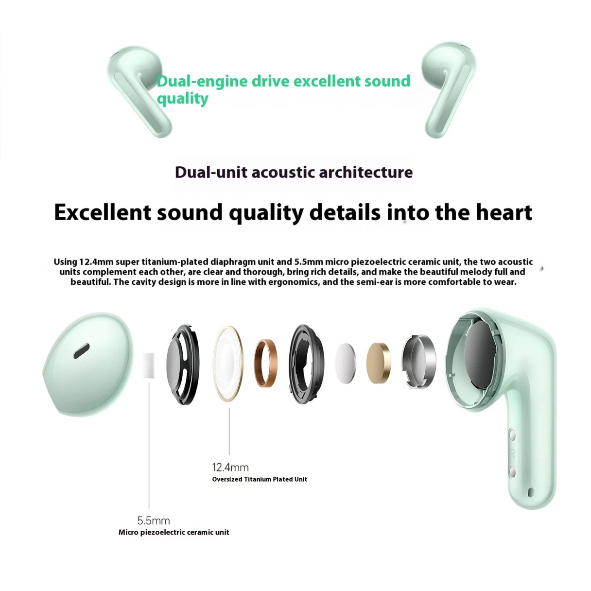Xiaomi Redmi Buds 7S TWS Earbuds bluetooth V5.4 Earphone ANC Double Drivers 360° Surround Stereo Dual Mic AI Call Noise Cancelling 32H Playback Semi-in-ear Sports Headphones