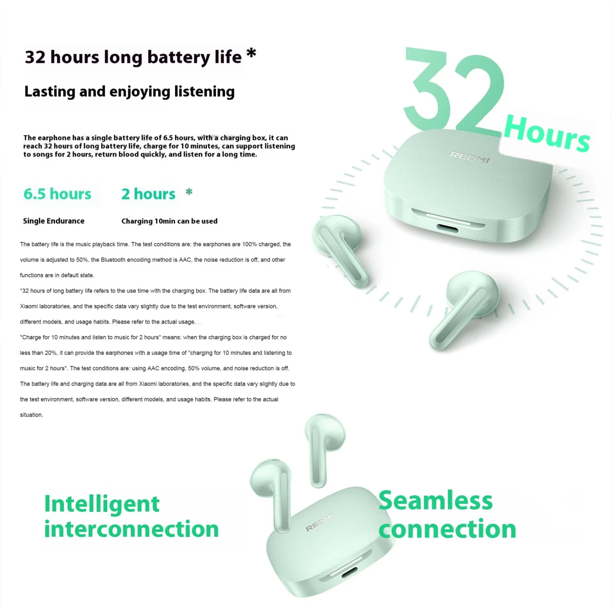 Xiaomi Redmi Buds 7S TWS Earbuds bluetooth V5.4 Earphone ANC Double Drivers 360° Surround Stereo Dual Mic AI Call Noise Cancelling 32H Playback Semi-in-ear Sports Headphones