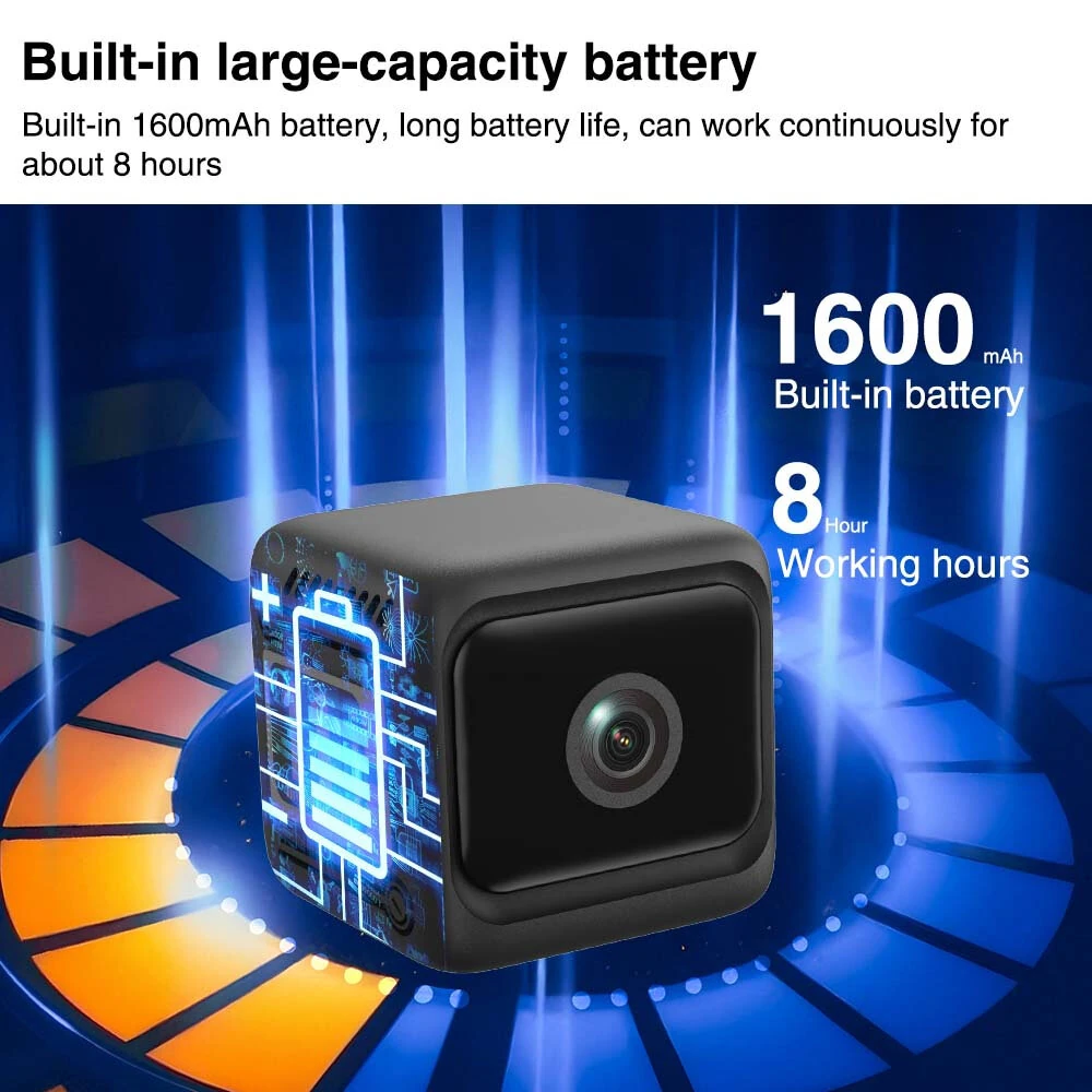 1080p HD Mini Smart Security Camera 130° Wide Angle Infrared Night Vision Wireless WiFi AI Motion Detect 1600mAh Battery Mini Cameras