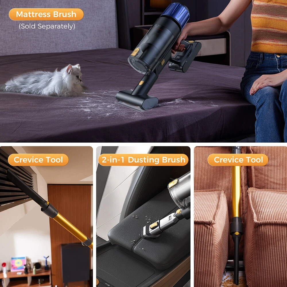 [EU Direct]Proscenic P15 & Vactidy V12 Stick Vacuum Cleaner, 50kPa Powerful Suction,Green Light, HEPA Filter, LED Display, for Home Floor Carpet Cleaning