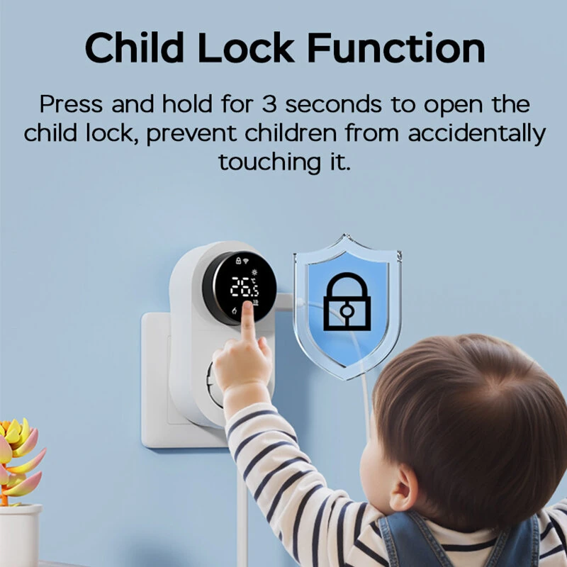 Tuya 1419 Wi-Fi Plug-in Smart Thermostat Socket with Timing Function LED Display Knob-type APP Control Temperature Socket Voice Control with Alexa Google Home