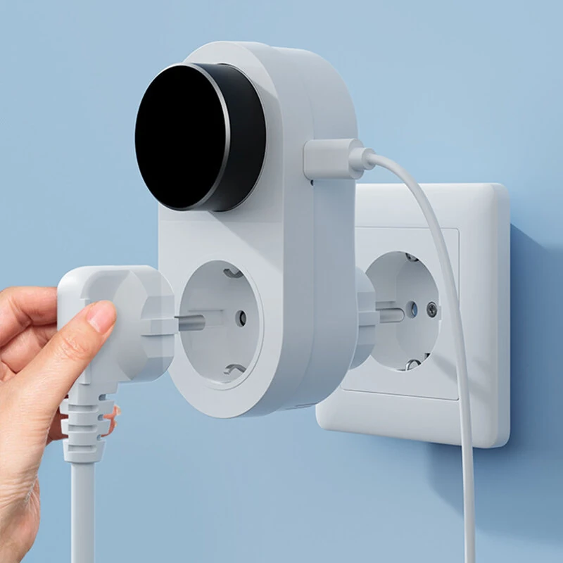 Tuya 1419 Wi-Fi Plug-in Smart Thermostat Socket with Timing Function LED Display Knob-type APP Control Temperature Socket Voice Control with Alexa Google Home