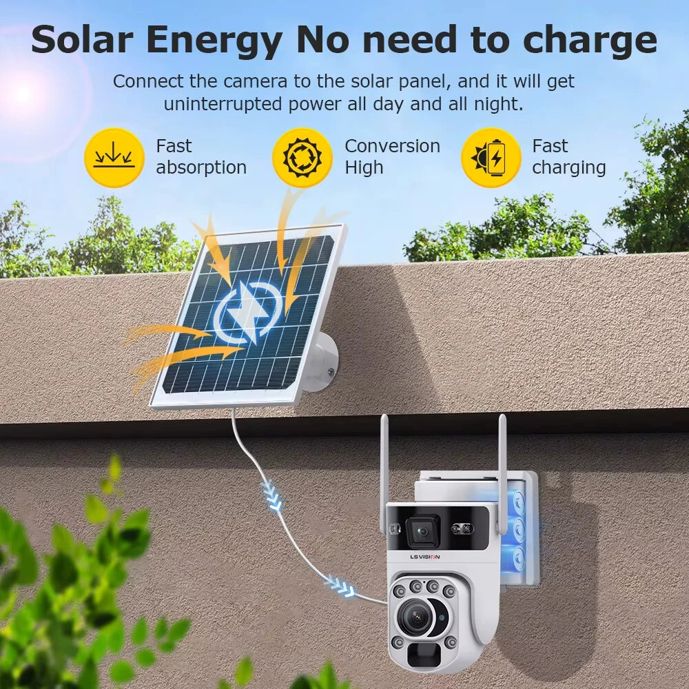 12MP 20X Optical Zoom 4G/WiFi Solar Camera Dual Screen PTZ PIR Detect Night Vision Auto Tracking Two-way Audio CCTV Surveillance Cameras