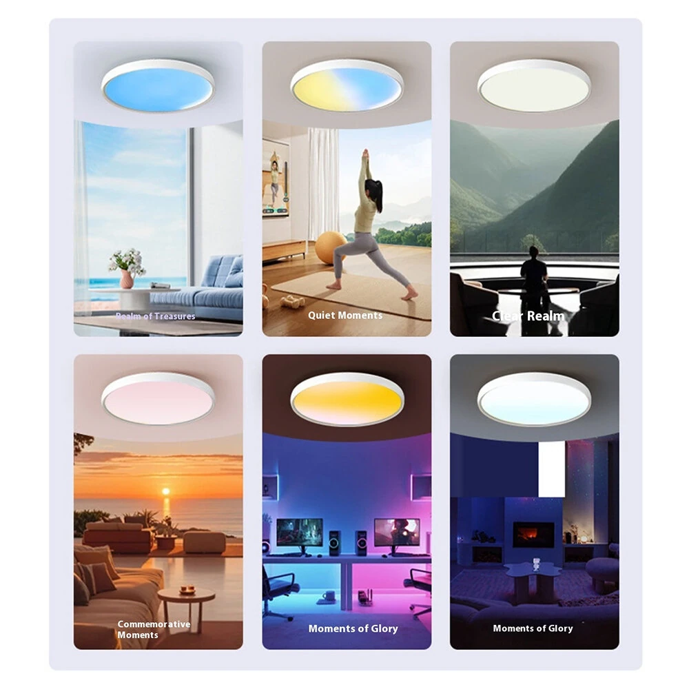 Elfeland 60W 40cm Full Spectrum LED Ceiling Light 1800K~12000K Remote Control with RGB Modes Dimmable Full Color Gradient Sky Light