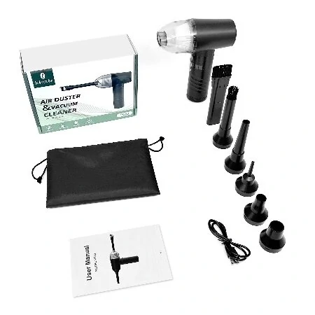 MECO ELEVERDE ME-CR1 Electric Compressed Air Duster & Vacuum Cleaner 4 in 1 Function Powerful 3-Gear to 90000RPM/12000PA Keyboard Cleaner, Rechargeable Cordless Air Duster for Computer/Car/Pet Hair