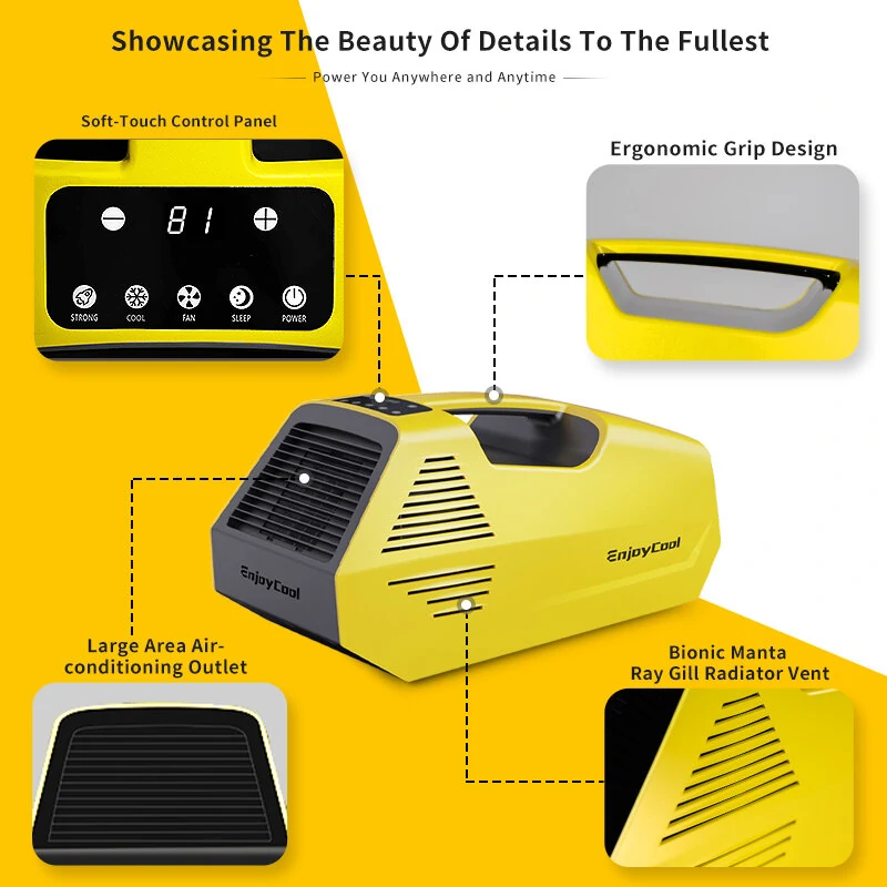 Enjoy Cool 2380BT Car Air Conditioner Small Mobile Mini Portable Air Conditioner for Outdoor Tent Camping Home