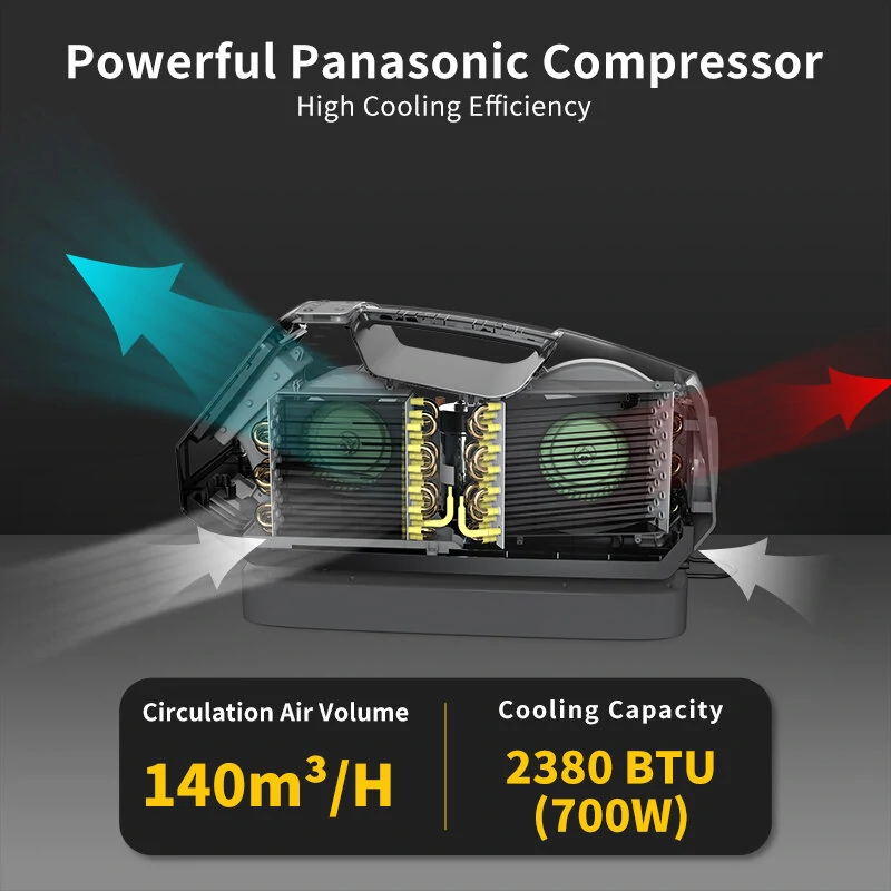 Enjoy Cool 2380BT Car Air Conditioner Small Mobile Mini Portable Air Conditioner for Outdoor Tent Camping Home