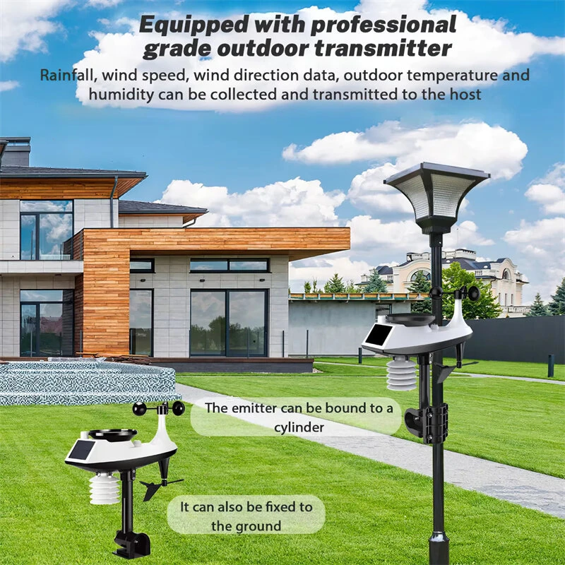 Tuya Smart WiFi Weather Station Alarm Digital Wind Speed Direction Rainfall Light Index Air Quality Temperature Humidity Meter