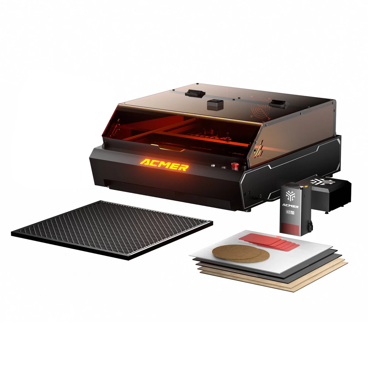 [EU/US Direct]ACMER P3 2-in-1 Diode 2W IR Enclosed Dual Laser Engraver 800mm/s Core XY Structure Build-in Camera for Stacking Processing Cutting Machine for Wood,Metal,Acrylic,Leather