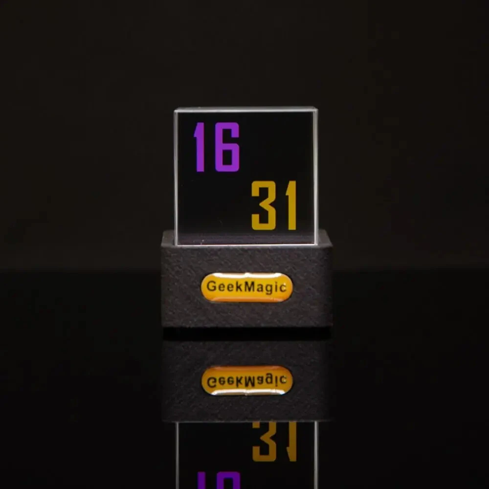 Transparent Mini WiFi Weather Clock GIFTV Smart Weather Station with GIF Animation Album Holographic Creative Gift Photo Display Crystal Cube