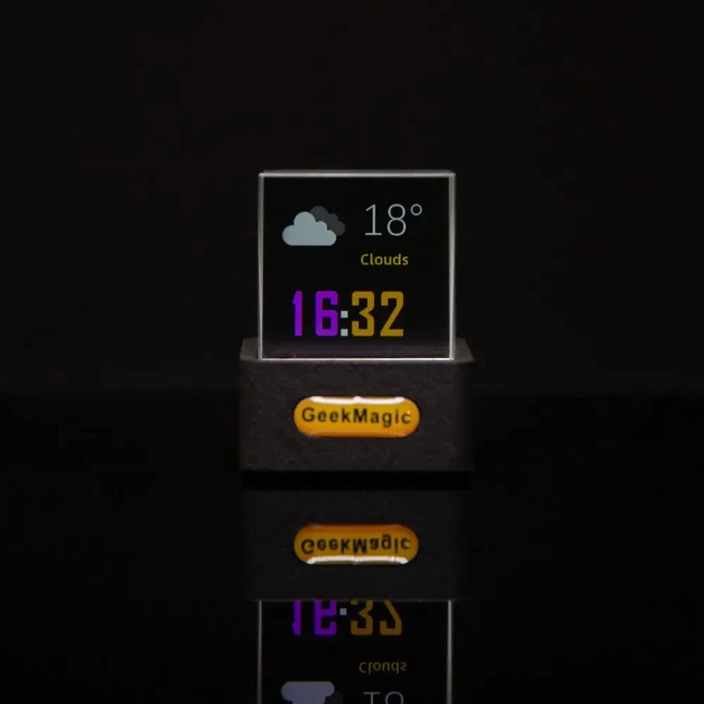 Transparent Mini WiFi Weather Clock GIFTV Smart Weather Station with GIF Animation Album Holographic Creative Gift Photo Display Crystal Cube