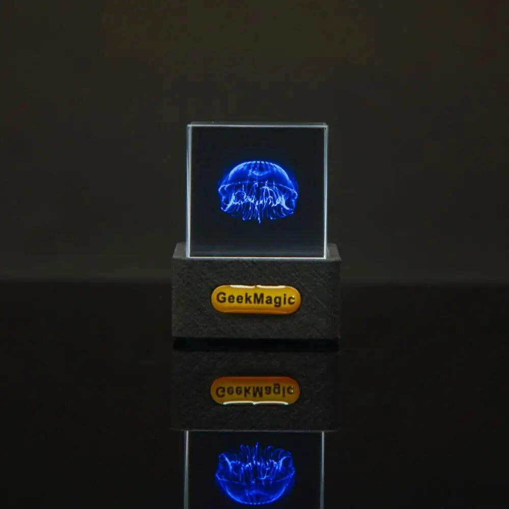 Transparent Mini WiFi Weather Clock GIFTV Smart Weather Station with GIF Animation Album Holographic Creative Gift Photo Display Crystal Cube