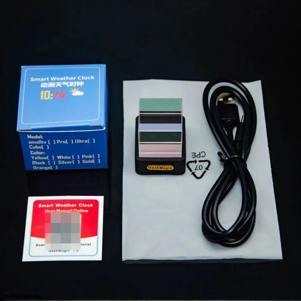 Transparent Mini WiFi Weather Clock GIFTV Smart Weather Station with GIF Animation Album Holographic Creative Gift Photo Display Crystal Cube