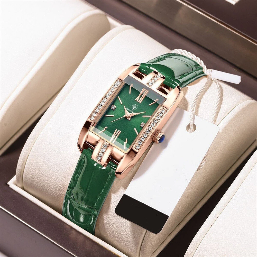POEDAGAR Fashion Rectangular Quartz Watch Female Luxury Elegant Clock Waterproof Leather Band Creative Diamond Women Watch