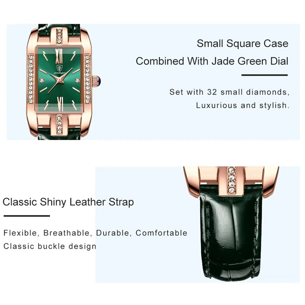 POEDAGAR Fashion Rectangular Quartz Watch Female Luxury Elegant Clock Waterproof Leather Band Creative Diamond Women Watch