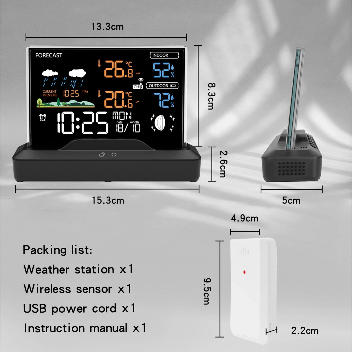 Wireless Weather Station Indoor with Forecast Moon Phase Barometer Alarm 7 Buttons Backlight RF Sensor Large LCD Display Outdoor Thermometer Hygrometer