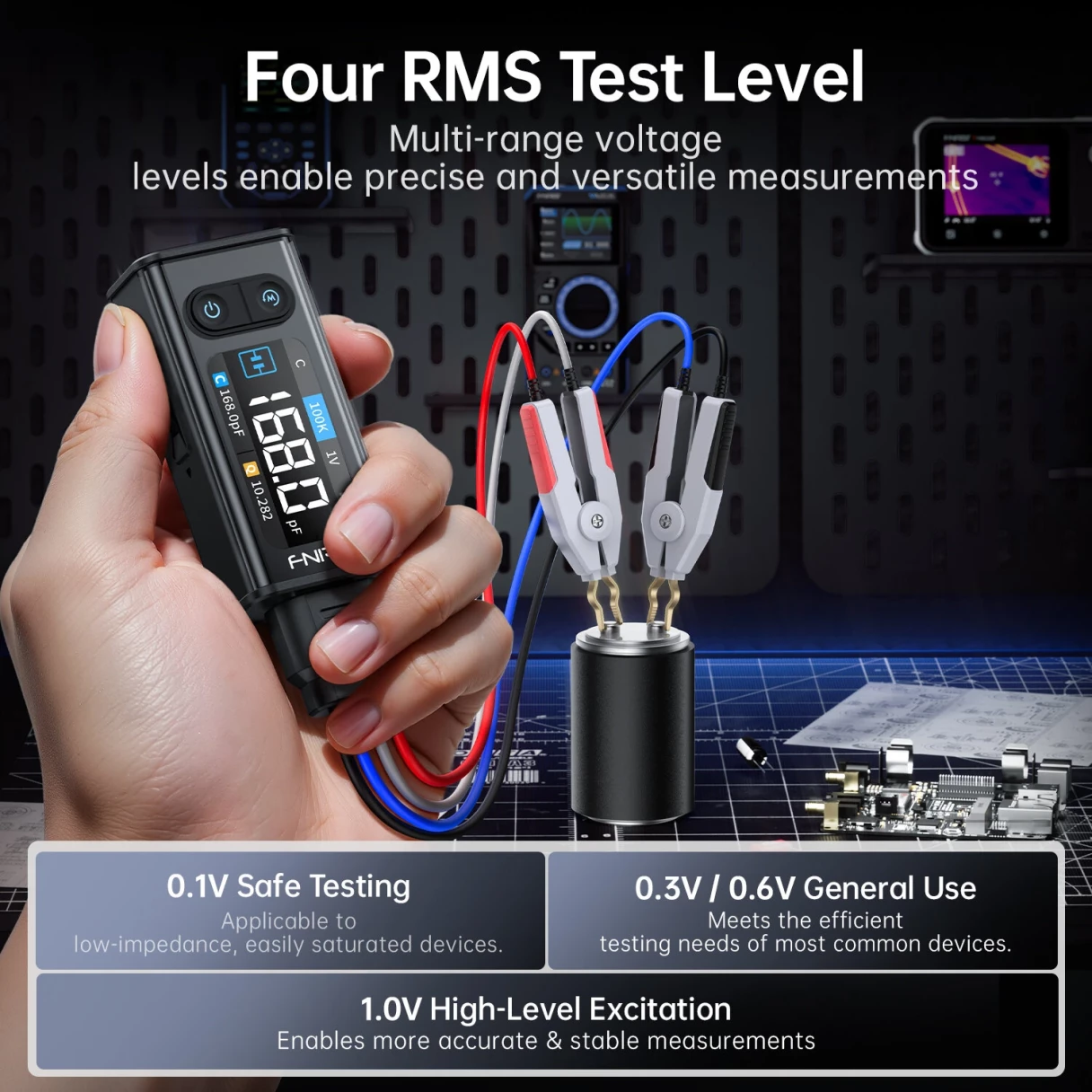 FNIRSI LCR-ST2 2-in-1 Digital Tweezer Bridge LCR ESR Meter SMD Test Kelvin Clip Electronic Component Multifunctional Tester Tool