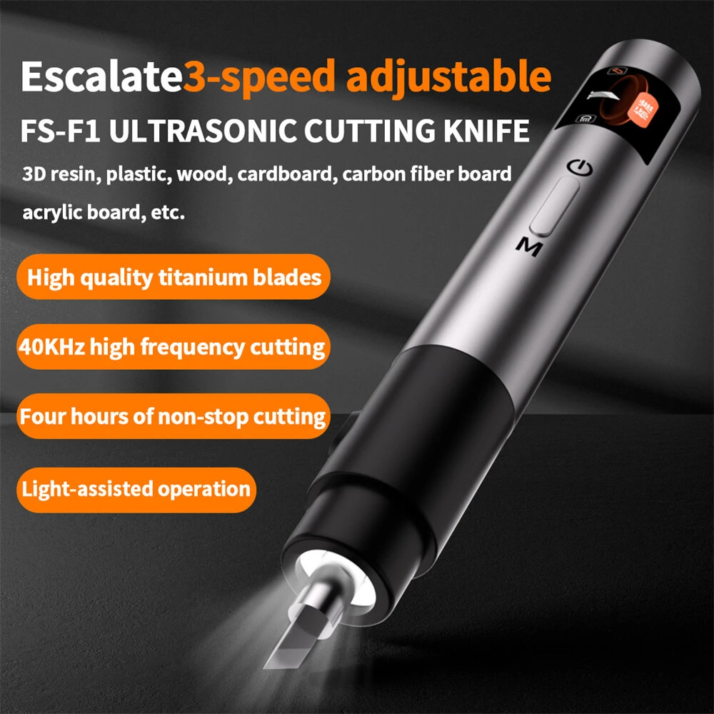 KWS FS-S1 Ultrasonic Cutting Machine Lightweight Aluminum Alloy Portable Type-C Rechargeable Adjustable Power High Precision Versatile Material Cutting Tool
