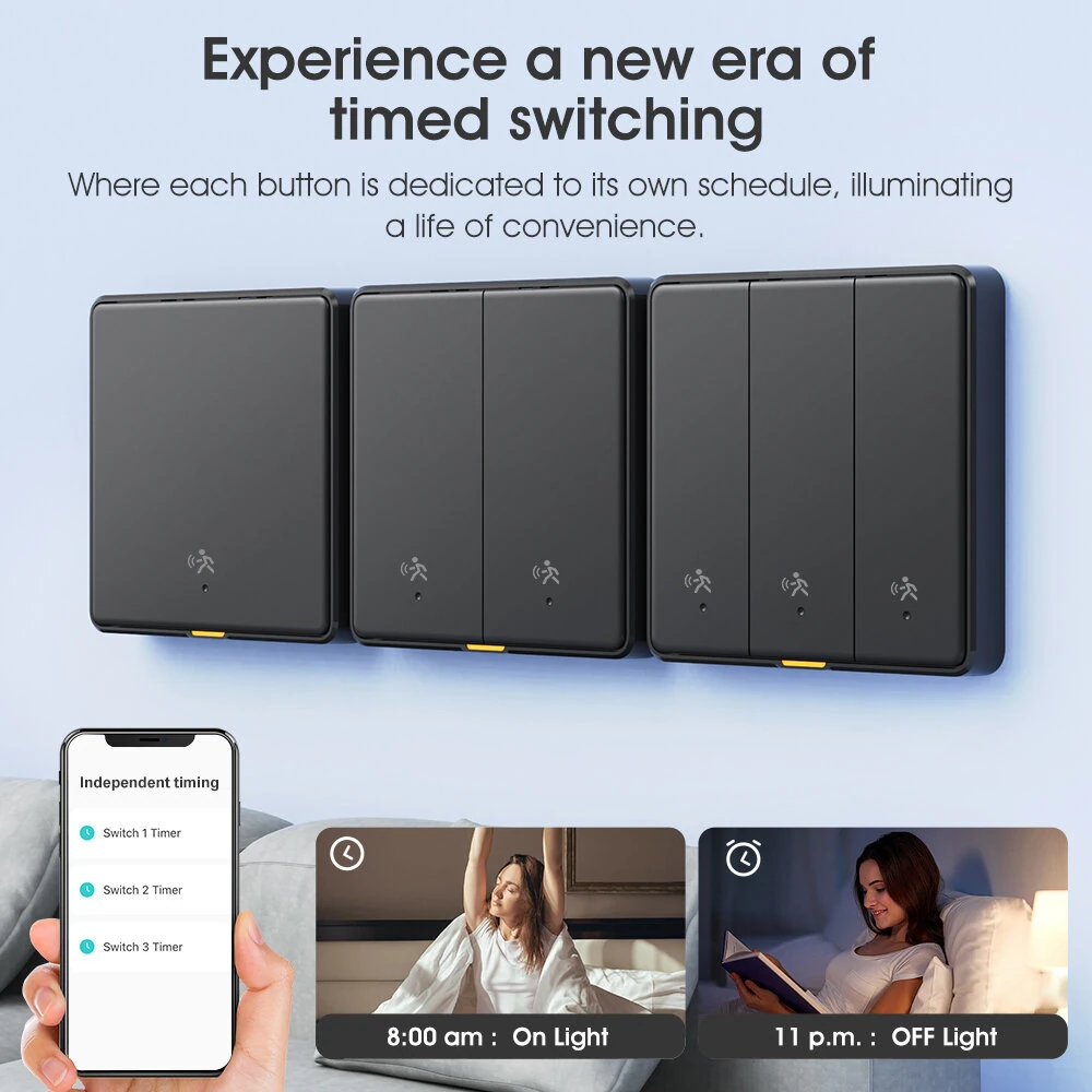 SMATRUL Tuya Smart Zigbe 10G Motion Sensor Radar Switch Single Live Wire/Neutral Live Wire APP Remote Control Human Motion Detection Alarm No Required Voice Control