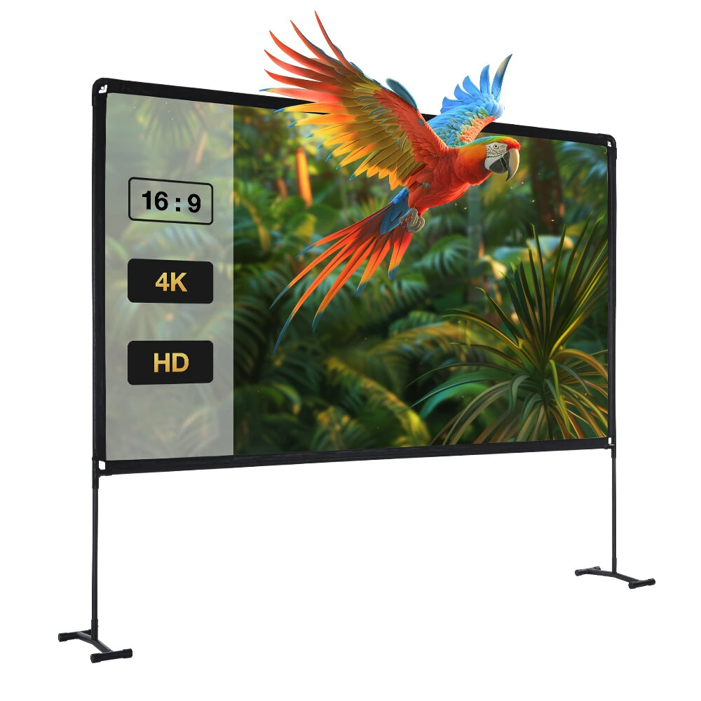 BlitzWolf® BW-VS9 80/100/120-Inch Metal Projector Screen with Stable Bracket 1.8Gain Anti-Light Foldable 4K 16:9 Highlight Movie Outdoor Home Theater