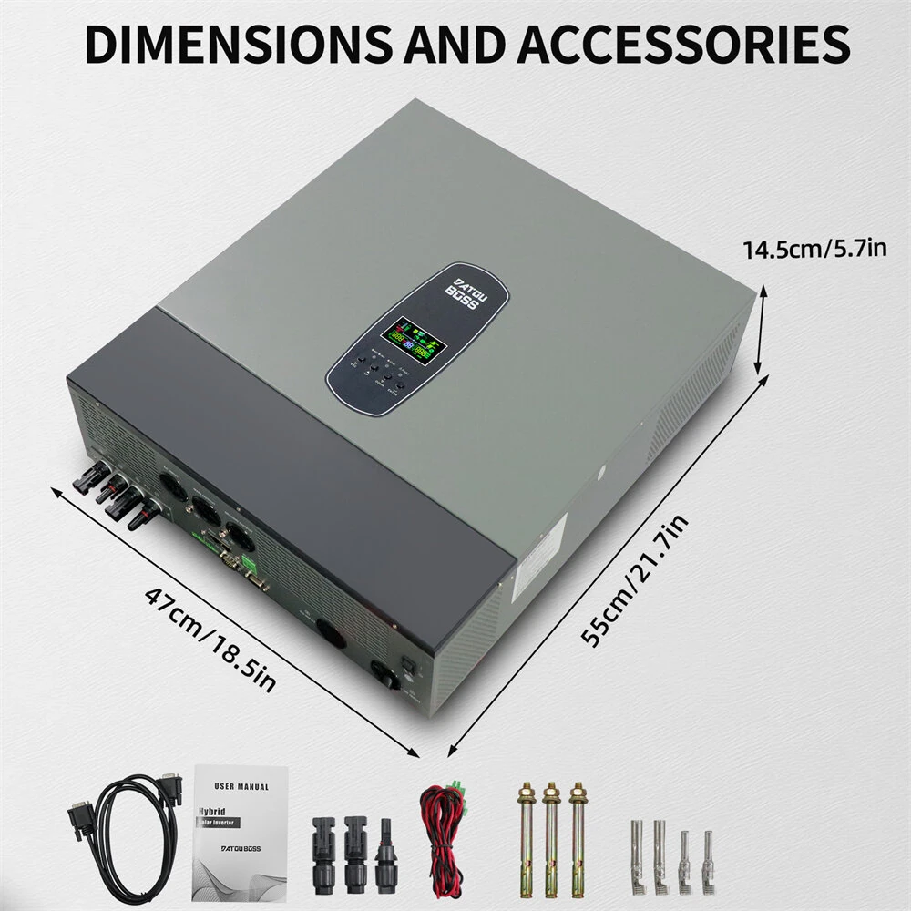 [EU Direct] DATOUBOSS 11000W Hybrid Solar Inverter 48V, 220V 11KW Grid-tie and Off-grid Inverter, Supports Parallel Operation, Integration into the Power Grid and Battery-Free Operation, With 150A MPPT Solar Charge Controller Dual PV Input