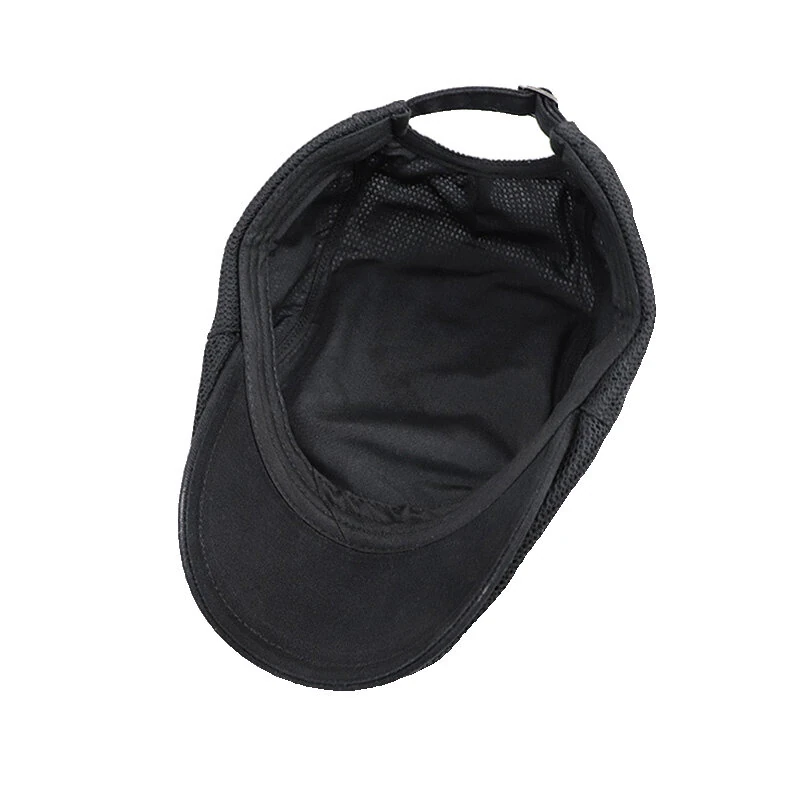 Collrown Breathable Beret Cap Men Mesh Fabric Flat Hat Newsboy Cap Driving Fishing Hat Peaked Cap Adjustable Cabbie Hat