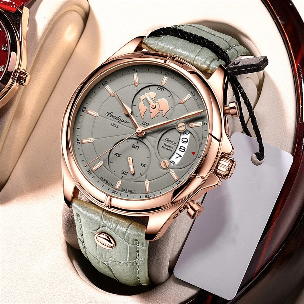 POEDAGAR Men's Waterproof Luminous Quartz Watches Fashion Multi-function Business Casual Wristwatch