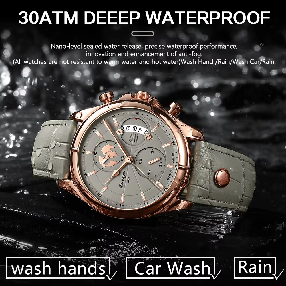 POEDAGAR Men's Waterproof Luminous Quartz Watches Fashion Multi-function Business Casual Wristwatch