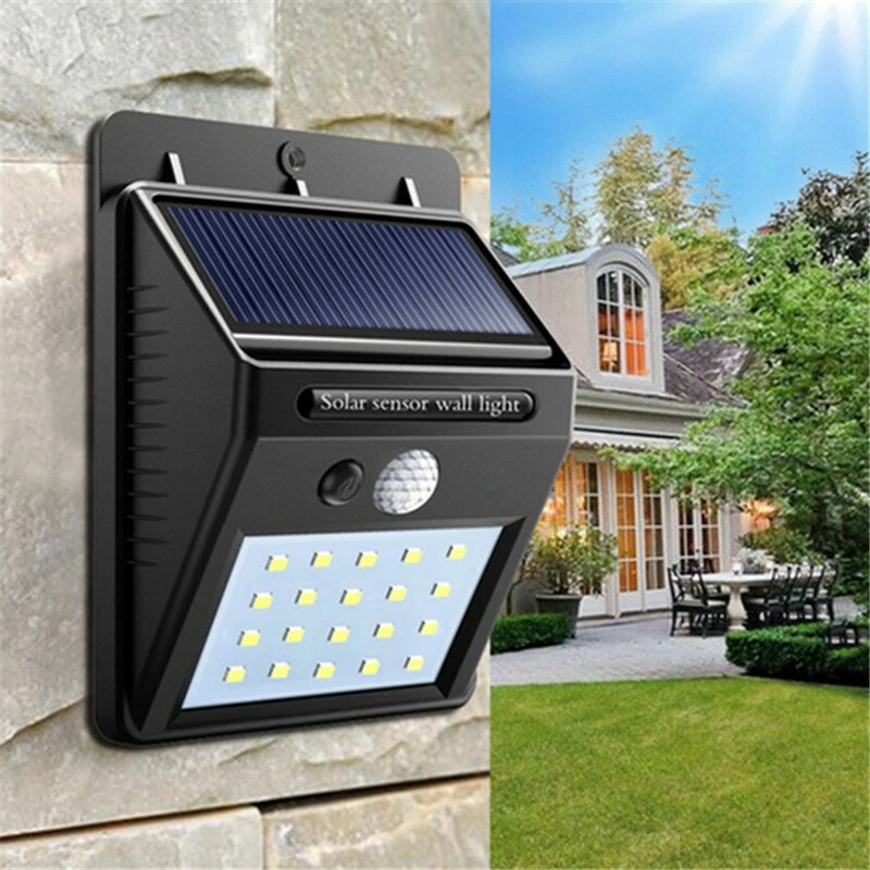 Elfeland Solar Power 20 LED PIR Motion Sensor Wall Light Waterproof Outdoor Path Yard Garden Security Lamp
