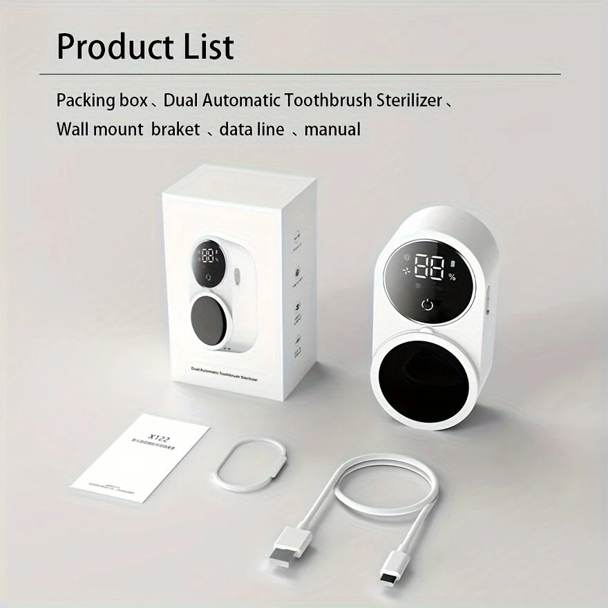 Intelligent Sensor Toothbrush Sanitizer Case UV Smart Toothbrush Sterilizer Toothbrush Holder With Intelligent Power Display Wall-Mounted Toothbrush Storage Rack Disinfection Toothbrush Storage Rack