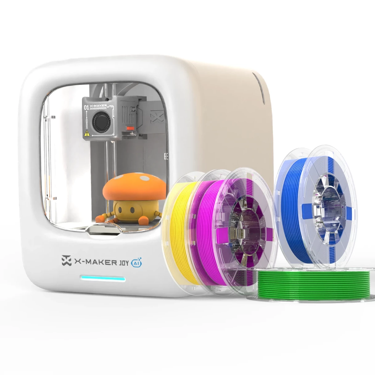 [EU/US Direct]AOSEED X-MAKER JOY AI Kids' V4.0 3D Printer with 4 PLA Filaments 300mm/s Print Speed 120×120×120mm Build Volume Support Wi-Fi App Control