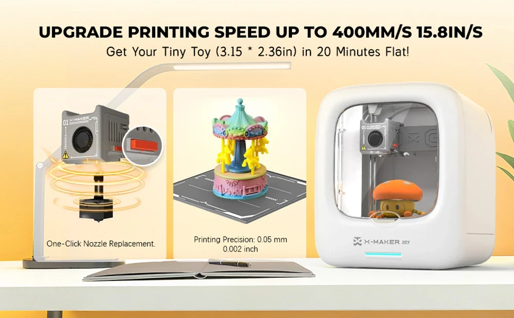 [EU/US Direct]AOSEED X-MAKER JOY AI Kids' V4.0 3D Printer with 4 PLA Filaments 300mm/s Print Speed 120×120×120mm Build Volume Support Wi-Fi App Control