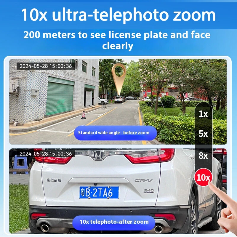 10K UHD WiFi 6 PTZ Camera 20MP Wireless Outdoor 10X Zoom Four Screen Four Lens Automatic Tracking Two-way Intercom Waterproof Security CCTV Camera