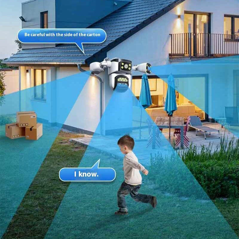 10K UHD WiFi 6 PTZ Camera 20MP Wireless Outdoor 10X Zoom Four Screen Four Lens Automatic Tracking Two-way Intercom Waterproof Security CCTV Camera