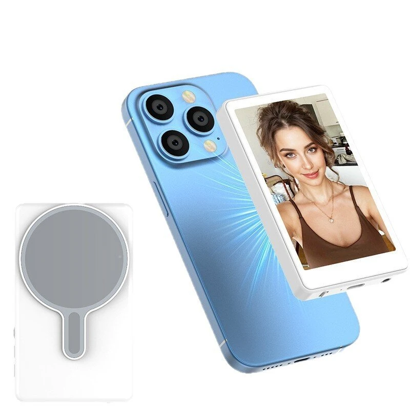 T2 Magnetic Wireless Phone Selfie Screen Mirroring Device 3.97 Inch HD Display 800x480 bluetooth Remote Control for iPhone Android Live Streaming Vlogging Photography