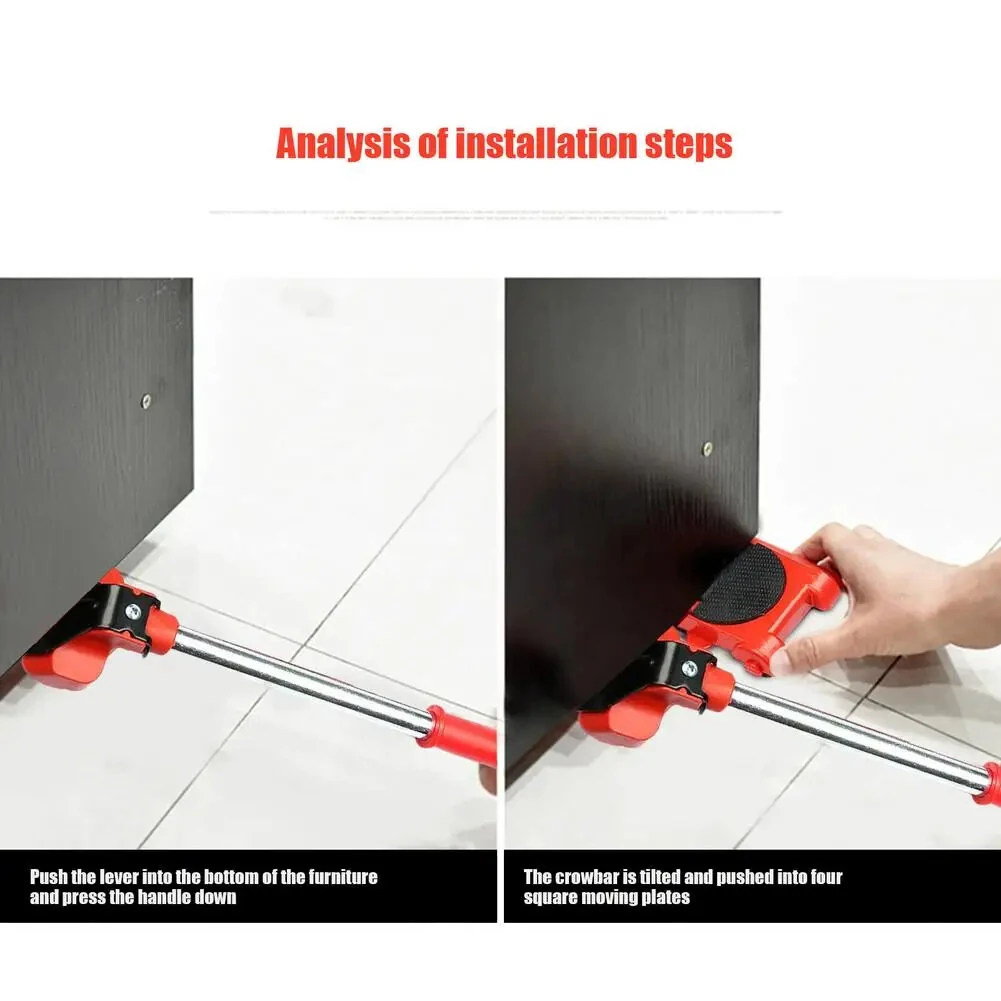 5pcs/set Heavy Duty Mover Set Furniture Mover Tools for Home Shop Lifting Heavy Duty Furniture Remover Lifter Sliders Kit Hand Transport Tools