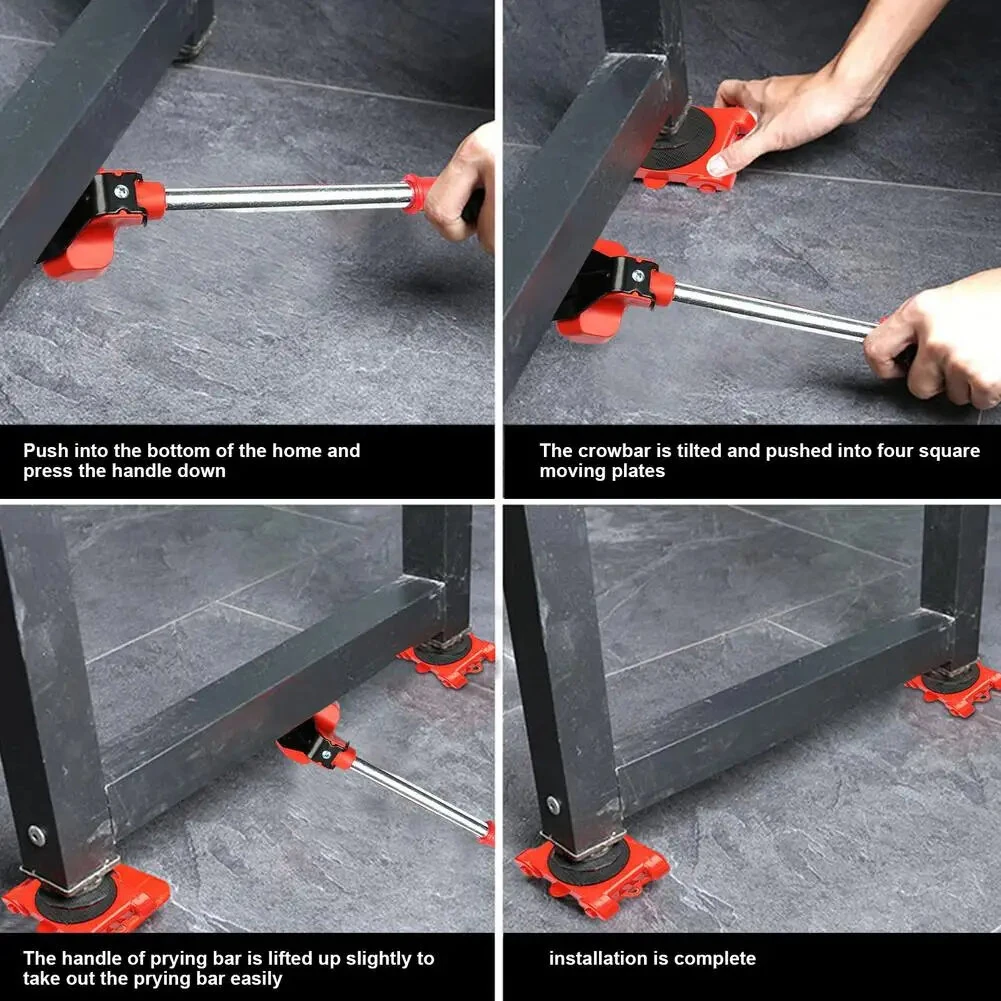 5pcs/set Heavy Duty Mover Set Furniture Mover Tools for Home Shop Lifting Heavy Duty Furniture Remover Lifter Sliders Kit Hand Transport Tools