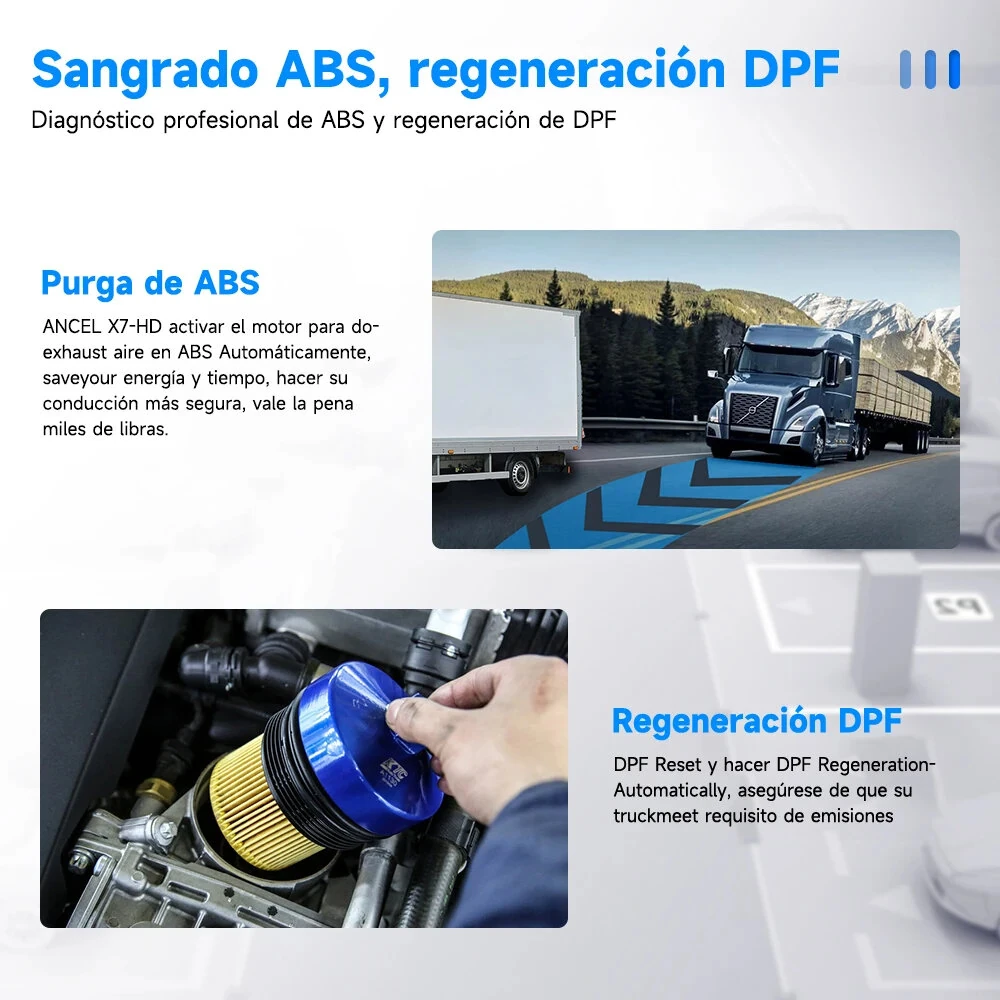 ANCEL X7HD Diesel Truck Scanner OBDII Diagnostic Tool Heavy Duty Diesel Truck Scan Tool Heavy Duty Truck Scanner Professional Full System 12V 24V Oil Regen ECU Reset Battery OBD2 Diagnostic Tool