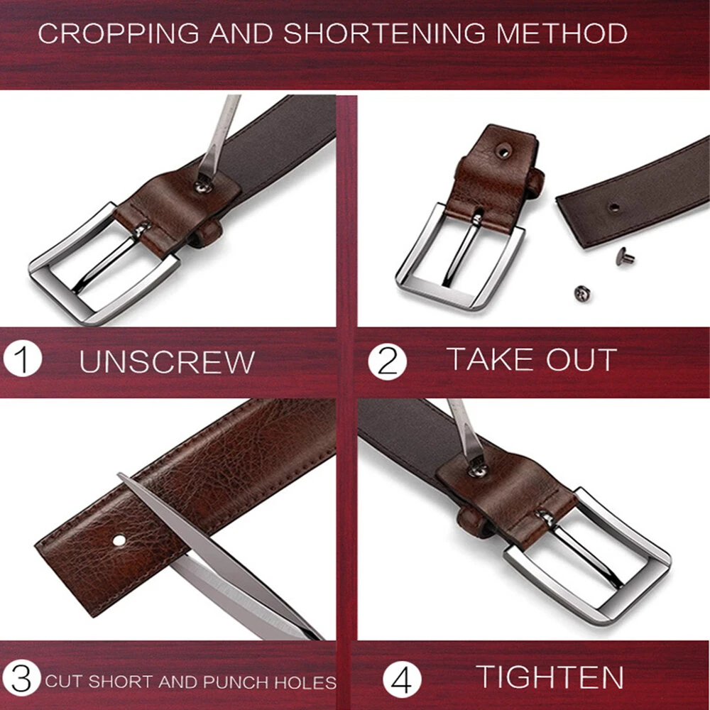 BULLCAPTAIN 130cm Genuine Leather Mens Pinch-buckle Belt with Box Birthday Gift for Husband Father Son