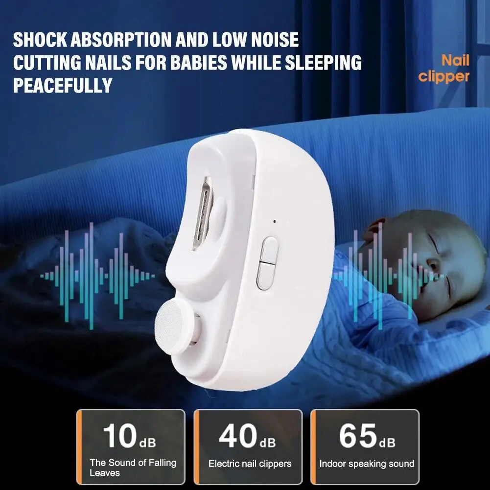 Electric Nail Clipper 2 in 1 Nail Trimmer and Polisher with Dual Motors Type-C Charging Interface 500mAh Battery Capacity Two Speed Gears Portable Safety Light for Home Use and Travel