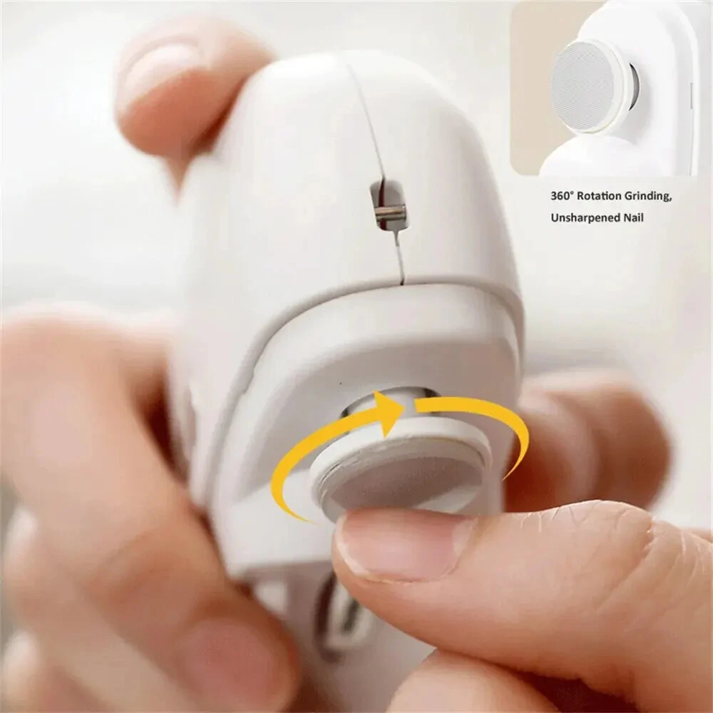 Electric Nail Clipper 2 in 1 Nail Trimmer and Polisher with Dual Motors Type-C Charging Interface 500mAh Battery Capacity Two Speed Gears Portable Safety Light for Home Use and Travel