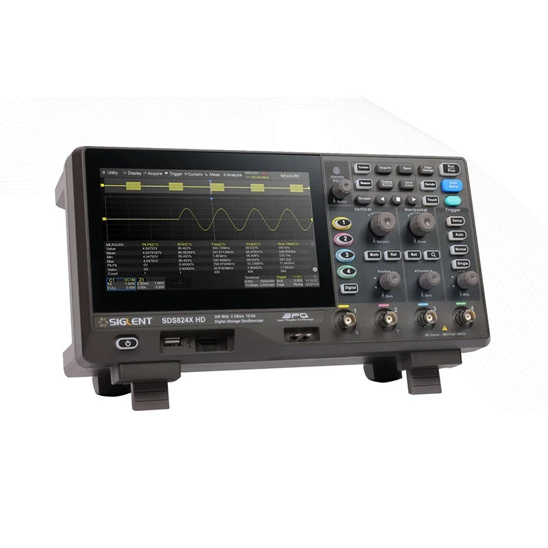 SDS824X-HD Digital Oscilloscope 4 Channel 200MHz Siglent 7'' Wave Generator 2GSa/s 12 bit High Resolution Lab Oscilloscope Tool