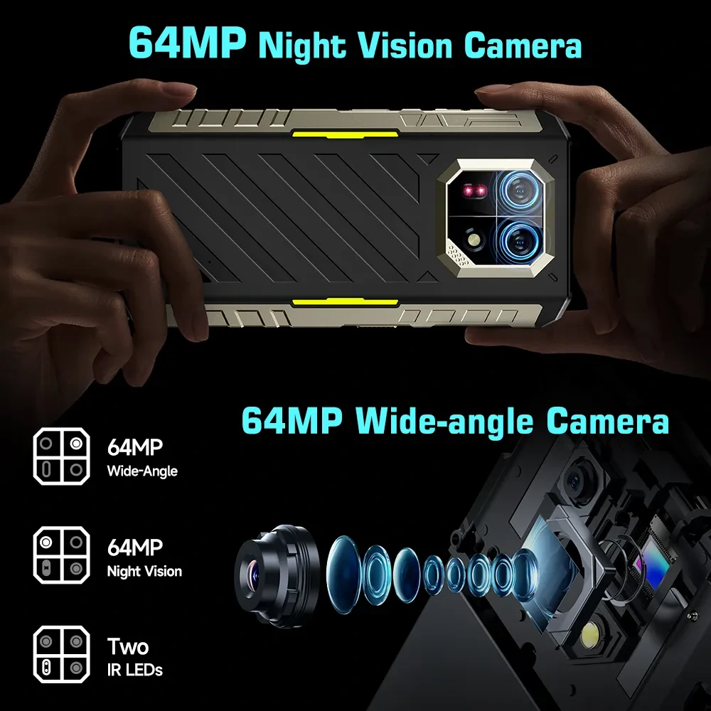 Ulefone Armor 22 64MP Dual Camera 64MP Night Vision 16GB 128GB/256GB Helio G96 NFC 6.58 inch 120Hz Android 13 6600mAh 33W Fast Charge IP68 IP69K Waterproof 4G Rugged Smartphone