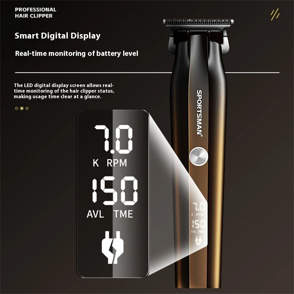 SPORTSMAN SM-749 Cordless Hair Clipper for Men Rechargeable 1500mAh Trimmer with Stainless Steel Blades & Adjustable Cutting Lengths