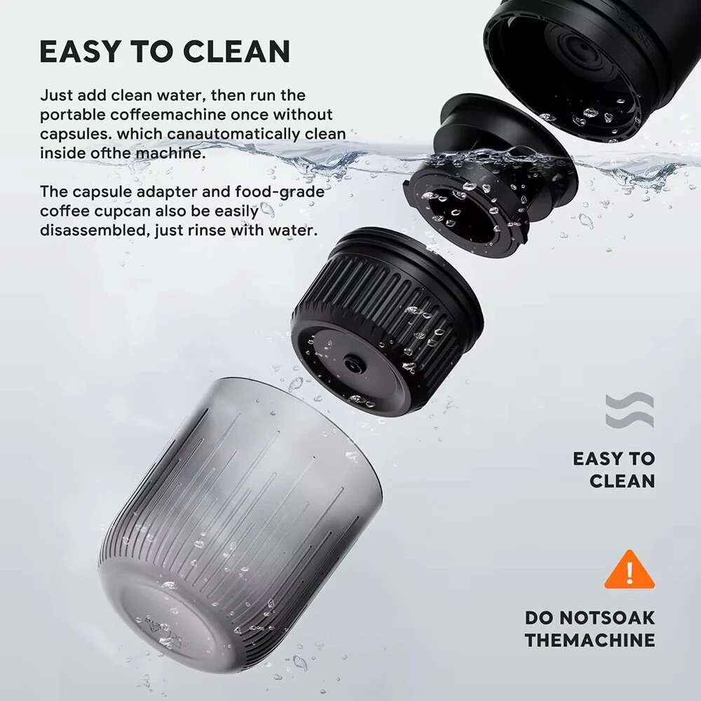 Comfook 2-in-1 Portable Espresso Maker with Cordless Heating 19Bar 85°C Brew 7800mAh Battery Compatible With Ground Coffee NS Capsules for Travel Use