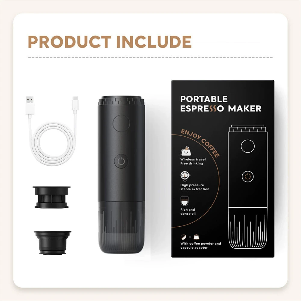 Comfook 2-in-1 Portable Espresso Maker with Cordless Heating 19Bar 85°C Brew 7800mAh Battery Compatible With Ground Coffee NS Capsules for Travel Use