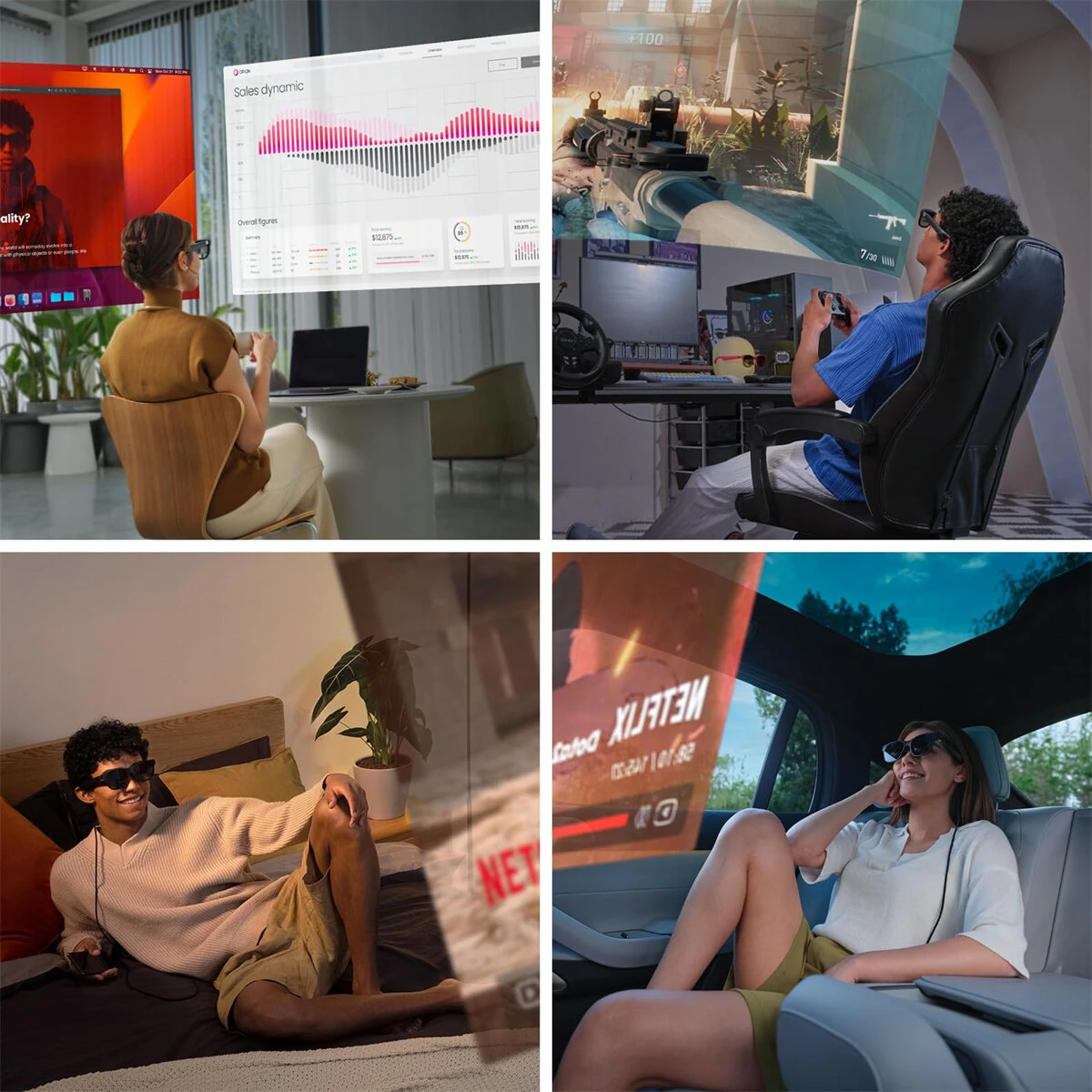 XREAL Air 2 Smart AR Glasses with 130'' Wearable Display 120Hz 1080P 3-position Temple Ajustment 72g Whole-Day Comfort Smart Projection Glasses for Gaming/Streaming/TV/Projector/Monitor