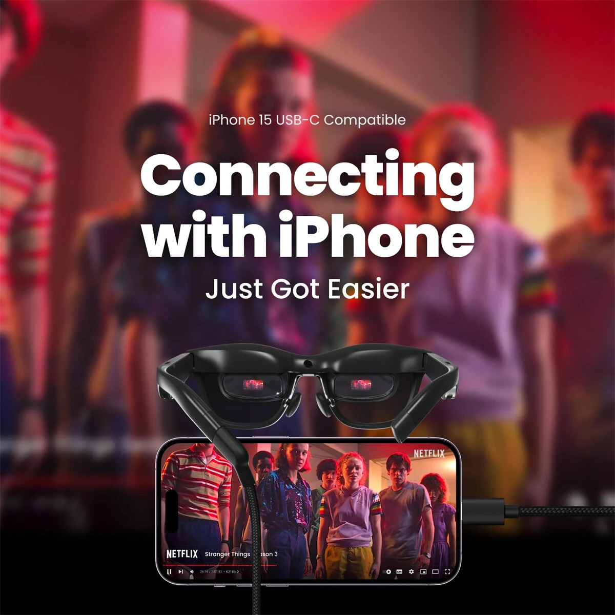 XREAL Air 2 Smart AR Glasses with 130'' Wearable Display 120Hz 1080P 3-position Temple Ajustment 72g Whole-Day Comfort Smart Projection Glasses for Gaming/Streaming/TV/Projector/Monitor