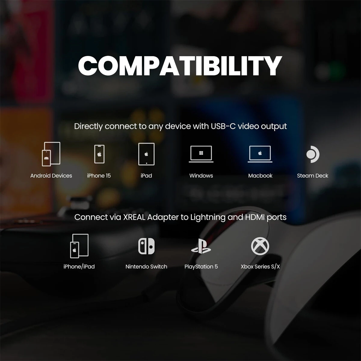 XREAL Air 2 Smart AR Glasses with 130'' Wearable Display 120Hz 1080P 3-position Temple Ajustment 72g Whole-Day Comfort Smart Projection Glasses for Gaming/Streaming/TV/Projector/Monitor